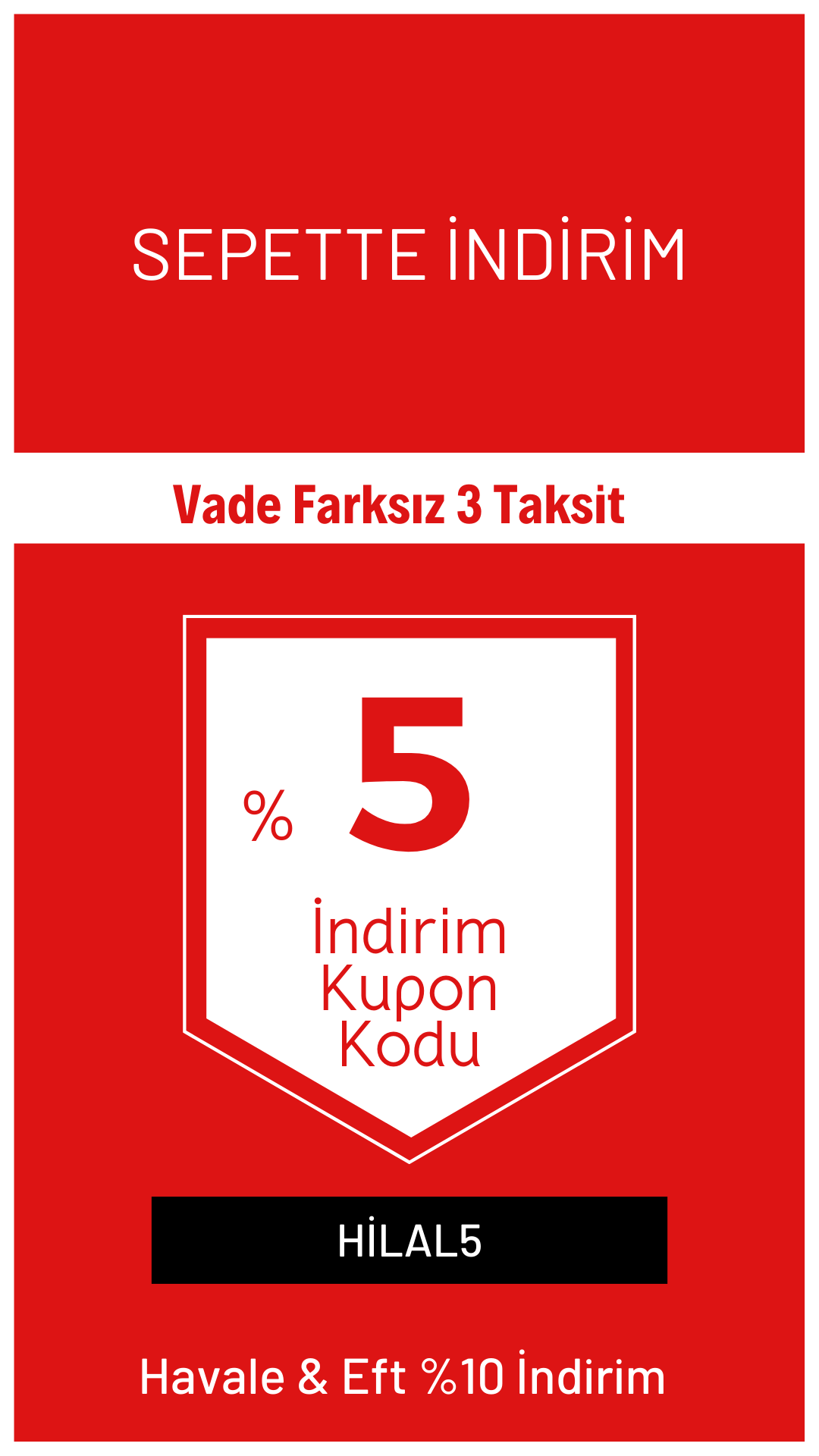  Sepette %5 İndirim Kupon Kodu Hilal5